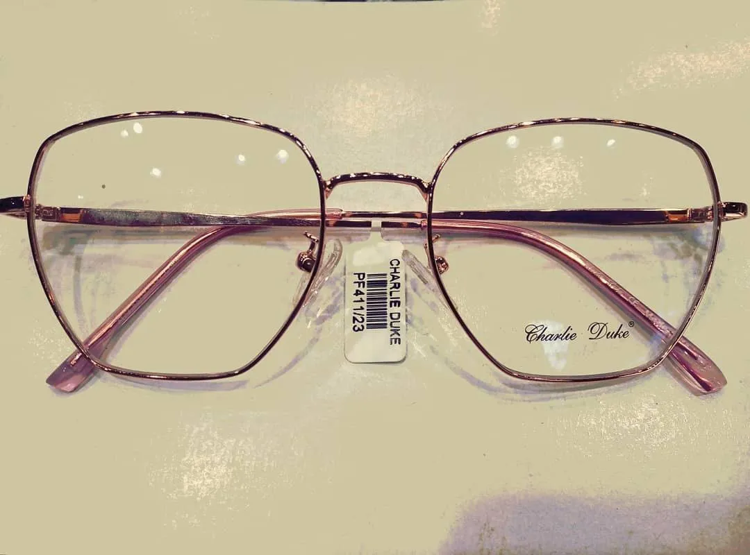 Rose gold geometric metal glasses